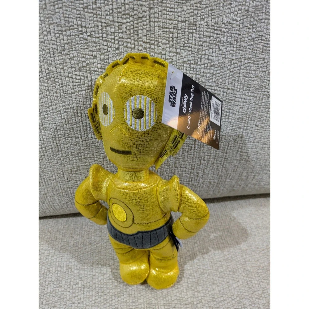 Star Wars C-3PO Plush Dog Toy Chewy Gold Metallic‎ Squeaky Crinkle New with Tags